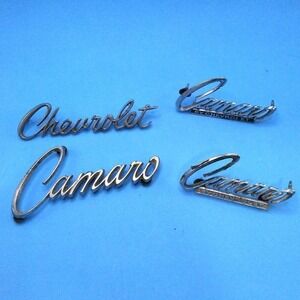 Chevrolet Camaro Emblems Lot of 4 Vintage Car Badges Chrome Script OEM Classic